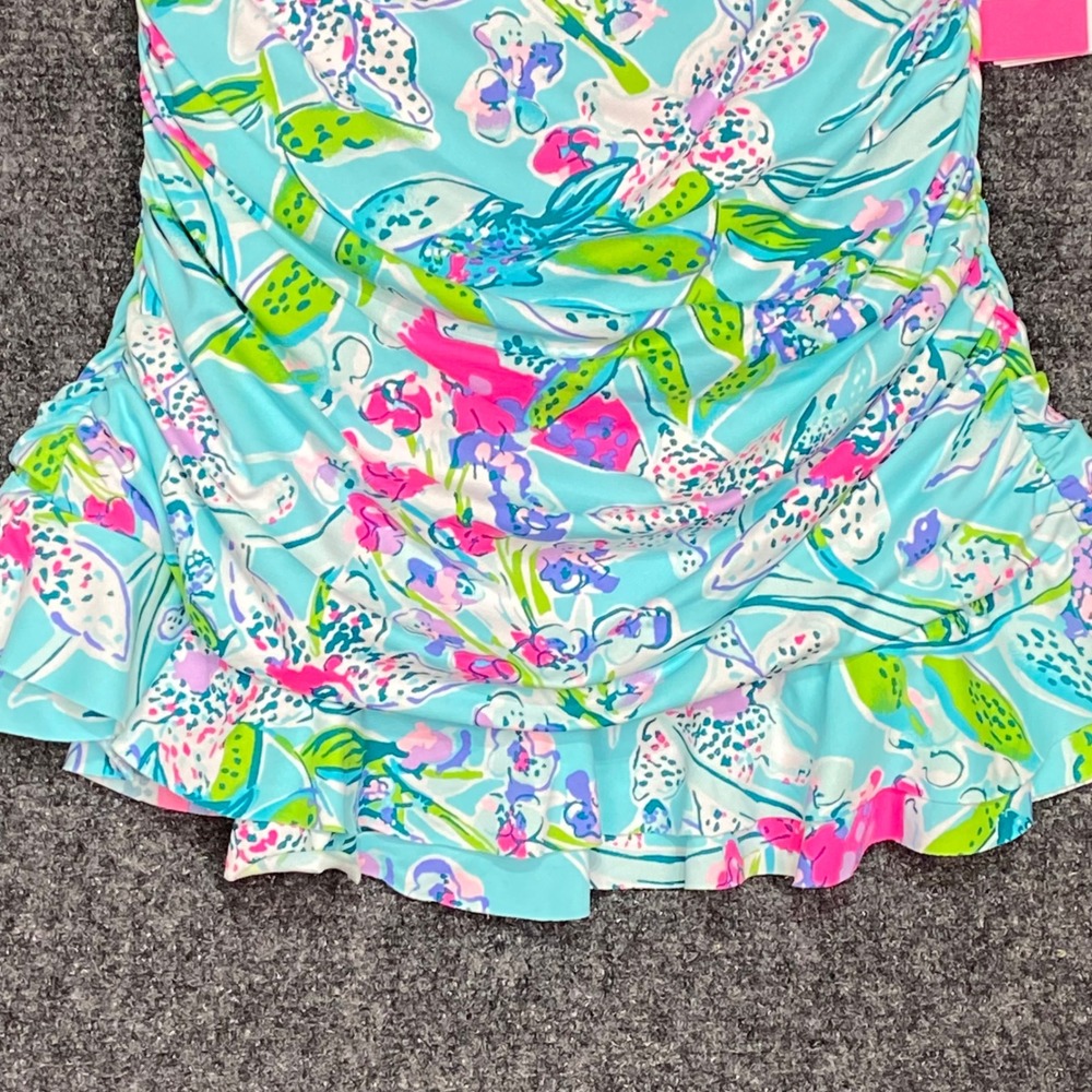 Lilly Pulitzer Carmen Ruffled Tankini Top Bali Blue Sway This‎ Way Swim Size 4 - Picture 5 of 13